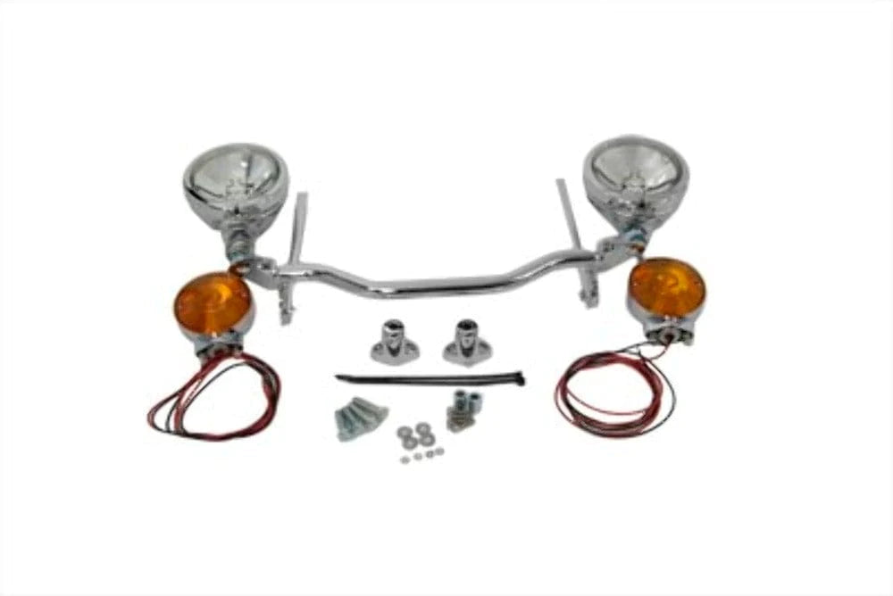 V-Twin Manufacturing Other Lighting Parts V-Twin Front Chrome Spotlamp Passing Lights Turn Signal Harley Softail 1986-2001