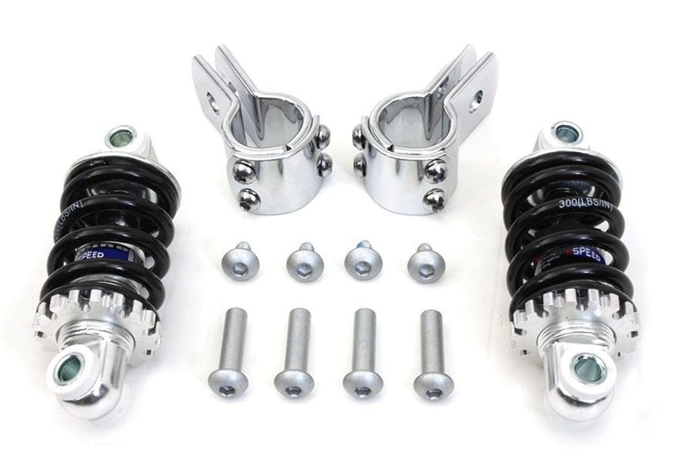 V-Twin Manufacturing Other Seat Parts Mini Solo Seat Dual 4" Alloy Shock Spring Kit Harley Bobber Sportster Chopper XL