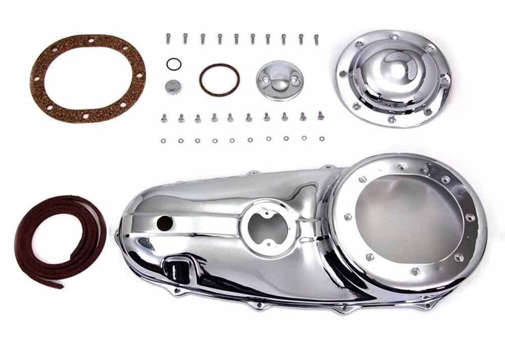V-Twin Manufacturing Other Transmission Parts Replica Outer Primary Cover Chrome Kit Gasket Derby 1955-1964 Harley Panhead FL