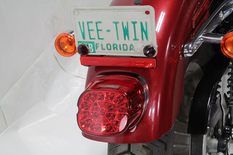 V-Twin Manufacturing Red Laydown LED Replacement Tail Light Lamp Harley Softail Sportster Touring