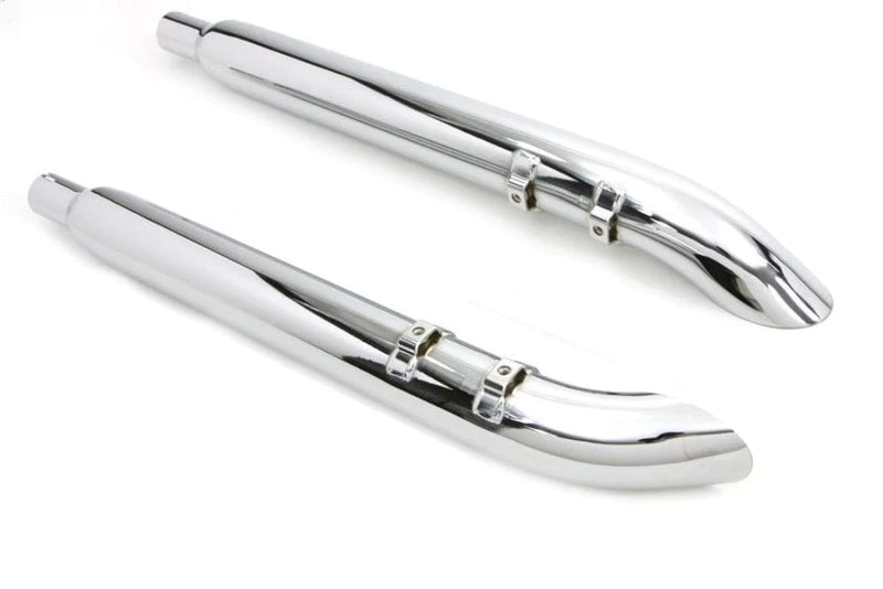 V-Twin Manufacturing Silencers, Mufflers & Baffles 3" Chrome Slip-On Turn Out Mufflers Set Exhaust 1995-2016 Harley Touring Bagger