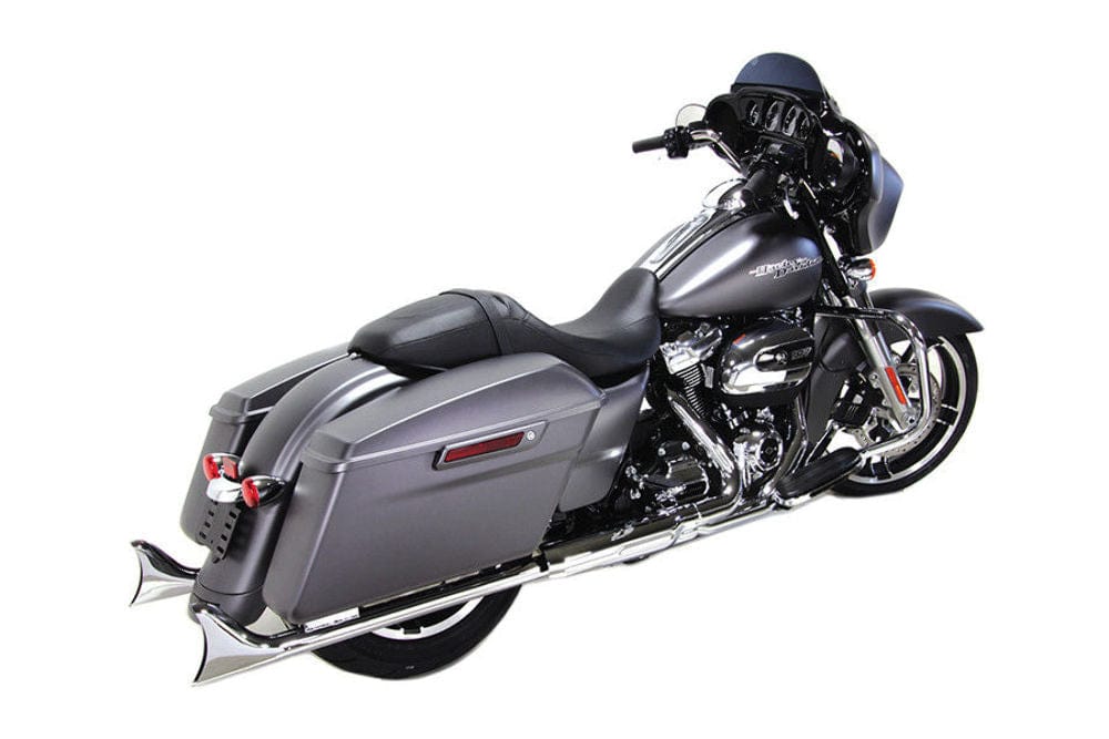 V-Twin Manufacturing Silencers, Mufflers & Baffles Chrome Fishtail 36" Slip-On Mufflers Exhaust Pipes Harley 17-2020 Touring Bagger