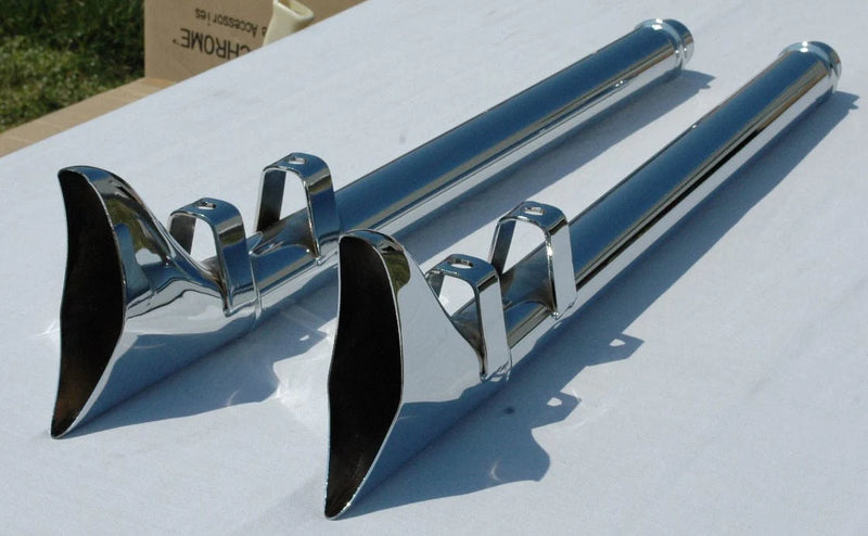 V-Twin Manufacturing Silencers, Mufflers & Baffles Chrome Fishtail Fish Tail Tails Slip-On Mufflers Exhaust 85-94 Harley Touring