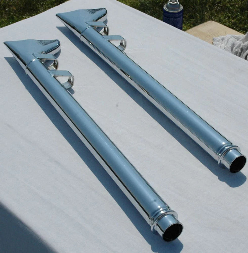 V-Twin Manufacturing Silencers, Mufflers & Baffles Chrome Fishtail Fish Tail Tails Slip-On Mufflers Exhaust 85-94 Harley Touring