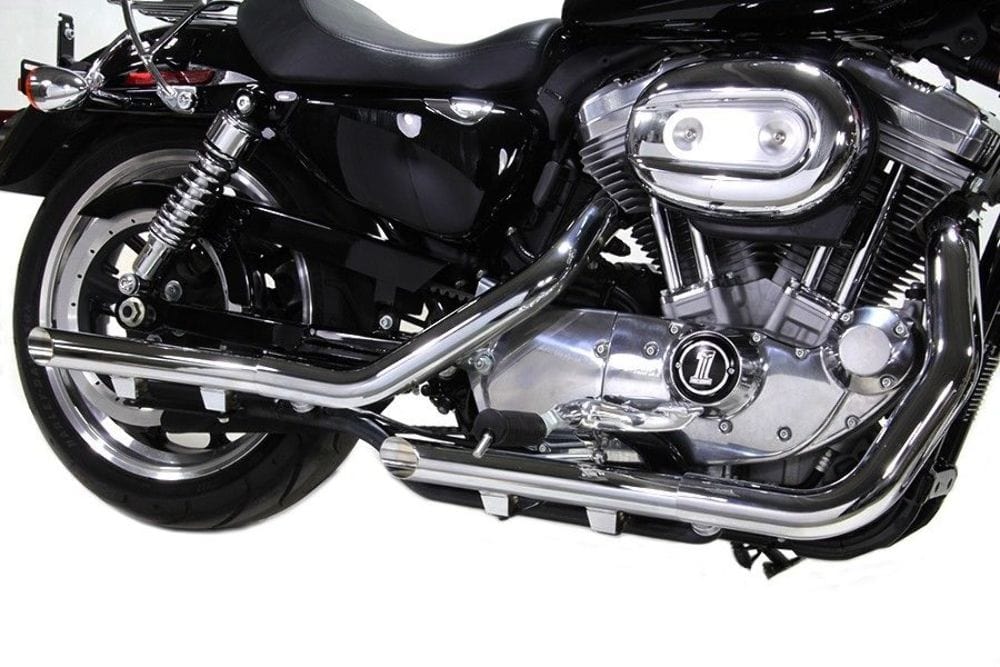 V-Twin Manufacturing Silencers, Mufflers & Baffles Chrome Slip On Mufflers Slash Cut 2004-2013 Harley Sportster Nightster Iron 48