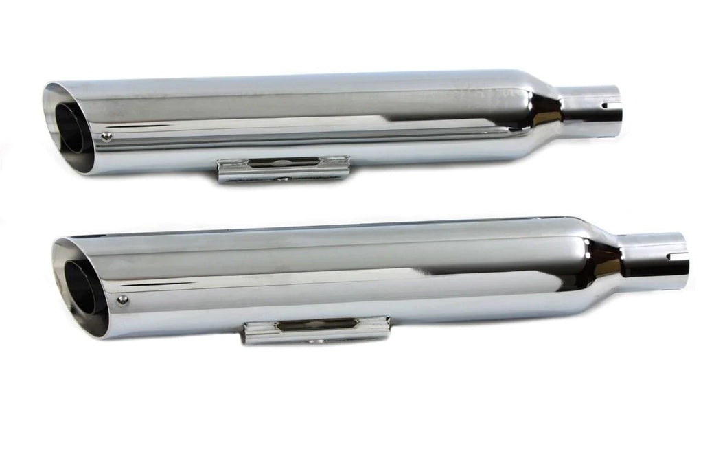 V-Twin Manufacturing Silencers, Mufflers & Baffles Radii Chrome Slip-On Slash Cut Mufflers Exhaust Pipes 1995-2005 Harley Dyna FXD