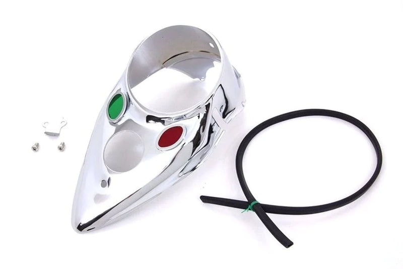 V-Twin Manufacturing Speedometers Chrome Cateye Speedometer Gas Tank Dash Panel Cover Harley WL Knucklehead 45ci