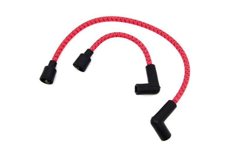 V-Twin Manufacturing Switches Red w/ Black Cloth Spark Plug Ignition Wire Set Harley Softail Sportster Dyna