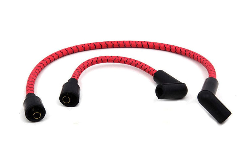 V-Twin Manufacturing Switches Red w/ Black Cloth Spark Plug Ignition Wire Set Harley Softail Sportster Dyna