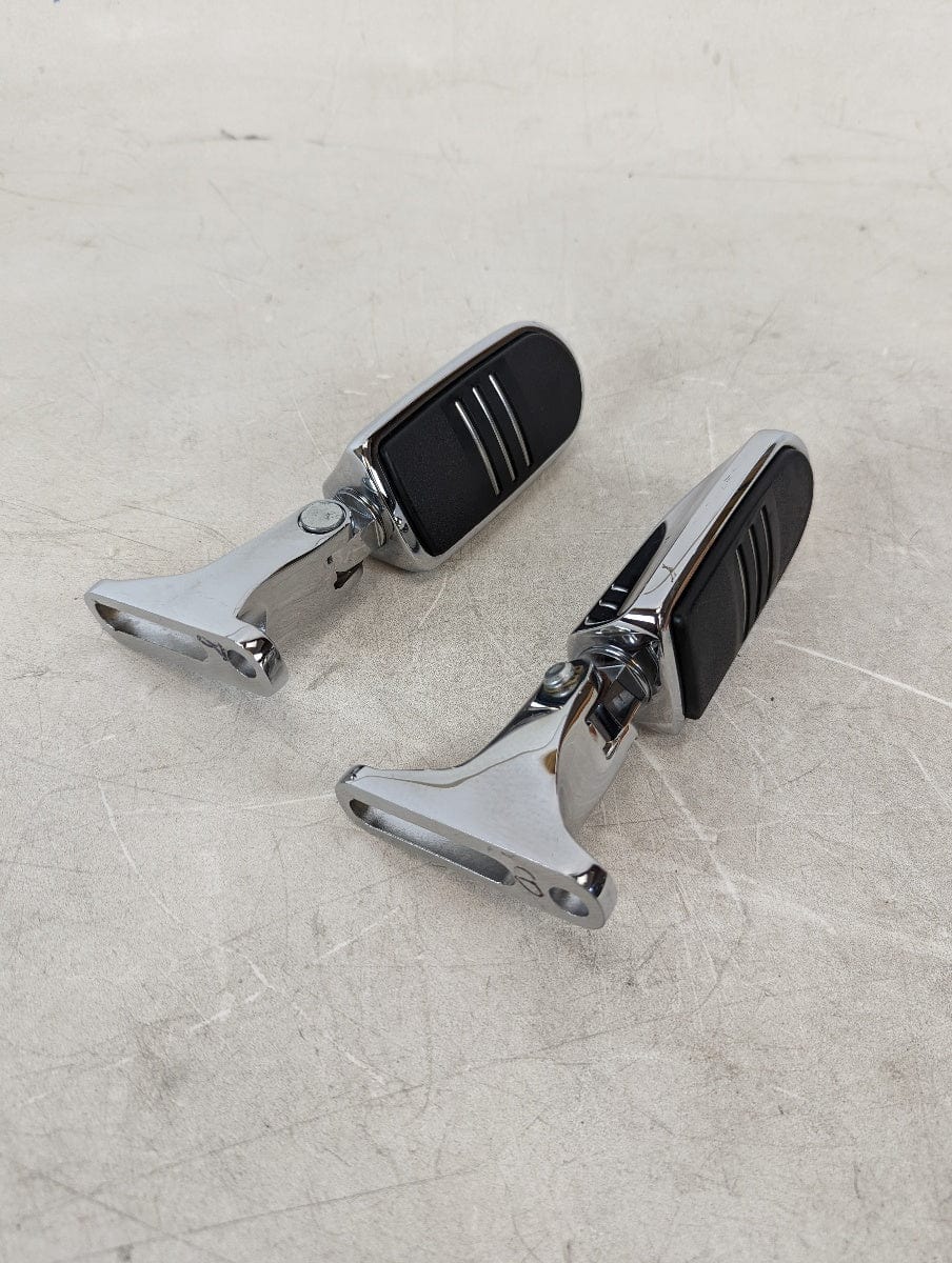 V-Twin Manufacturing V-Twin Chrome Foot Pegs Pair Set Rubber Inlay Harley Big Twin XL Evo Twin Cam