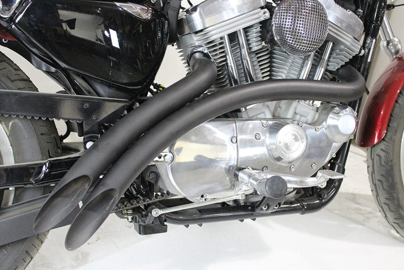 V-Twin Manufacturing V-Twin Curved Radius Exhaust Header Pipes 2" Set Black Harley XL Sportster 2007+