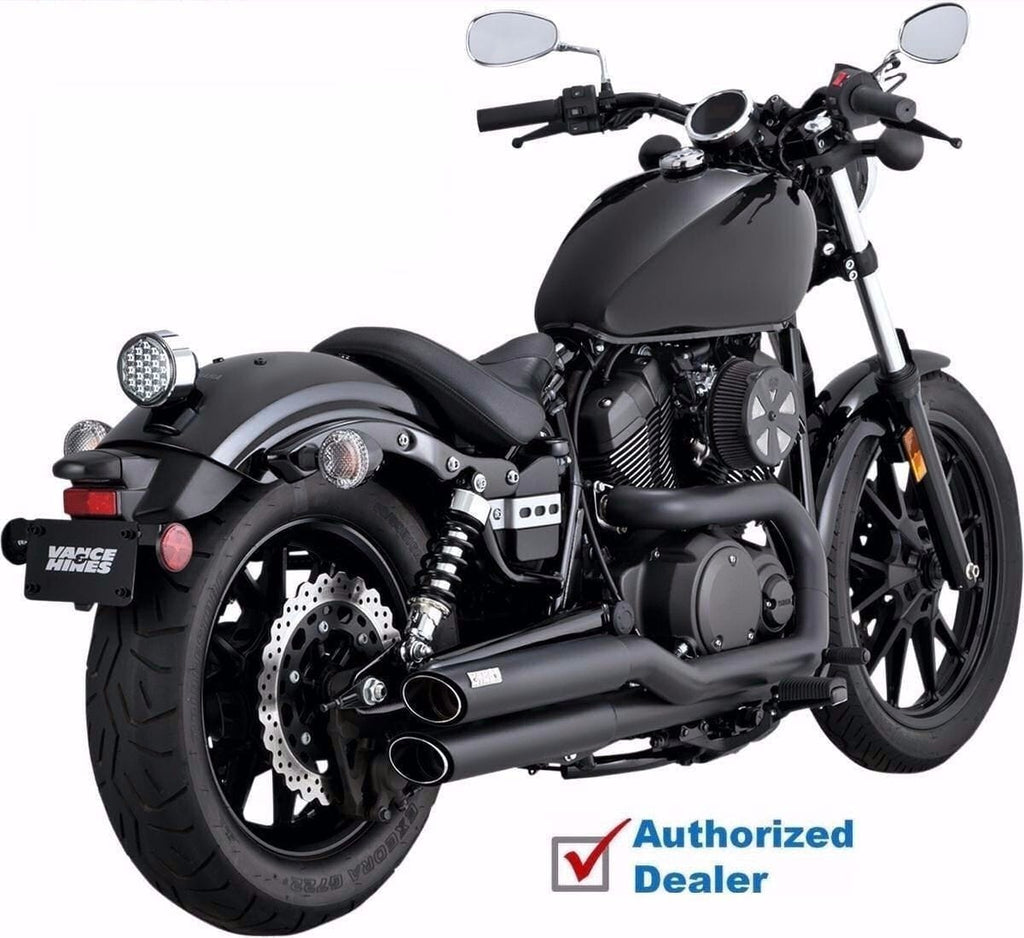 Vance & Hines Exhaust Systems New Vance & Hines Black Twin Slash Staggered Exhaust Pipes 2013-2017 Yamaha Bolt