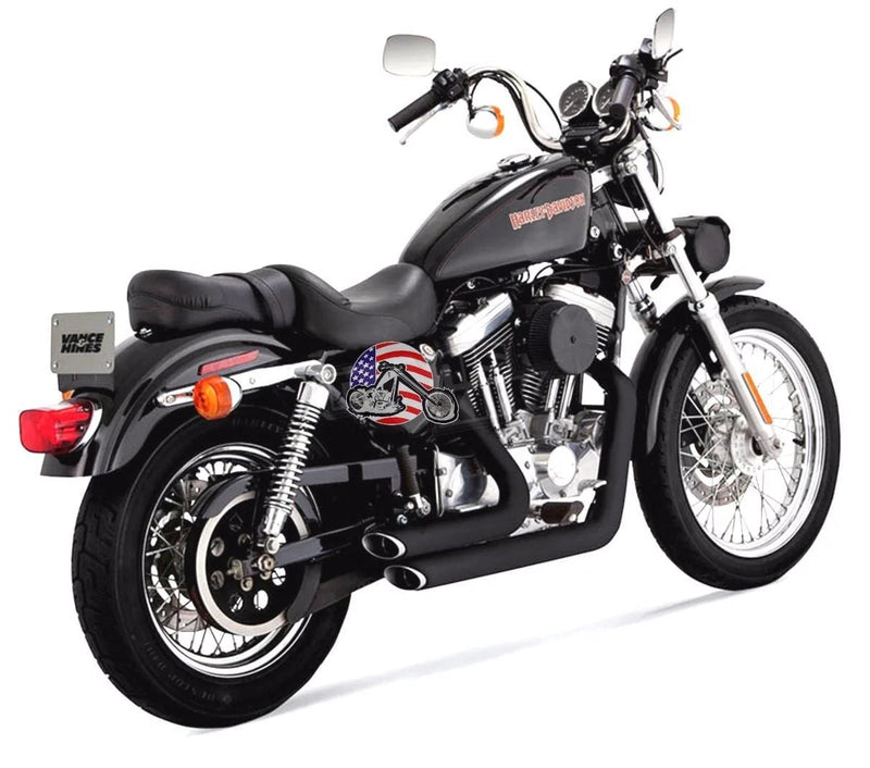 Vance & Hines Silencers, Mufflers & Baffles Black Vance & Hines Shortshots Staggered Exhaust Pipes 1999-2003 Sportster XL
