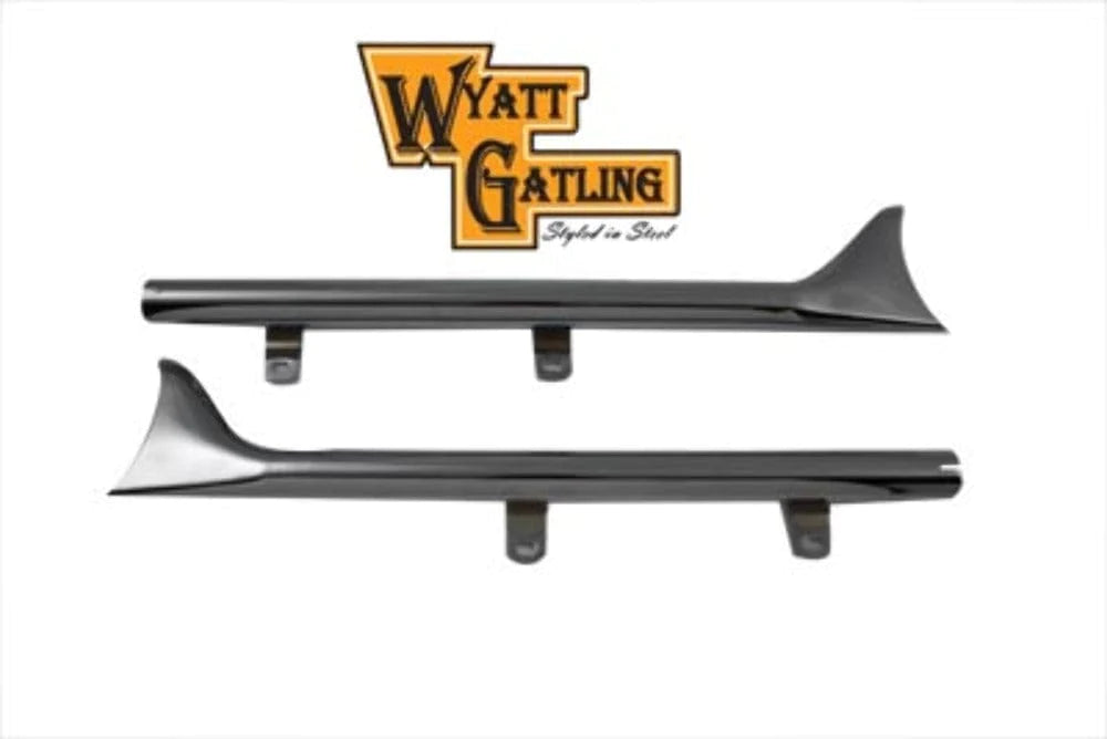Wyatt Gatling Exhaust Systems 29" Fishtail Chrome Exhaust Slip On Mufflers Pipes Harley Softail FLSTS 97-06