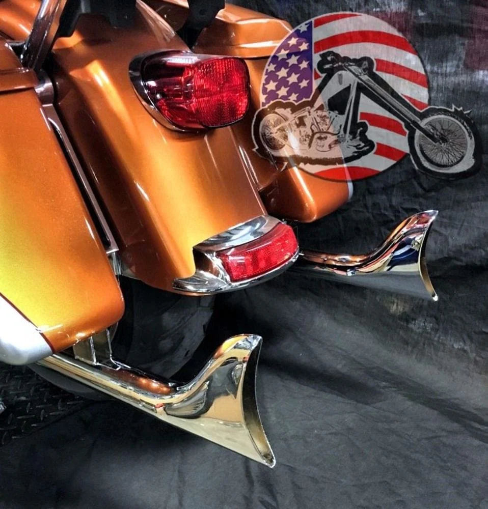 Wyatt Gatling Silencers, Mufflers & Baffles Chrome 36" Fishtail Drag Pipe Slip On Mufflers Exhaust 95-2016 Harley Touring