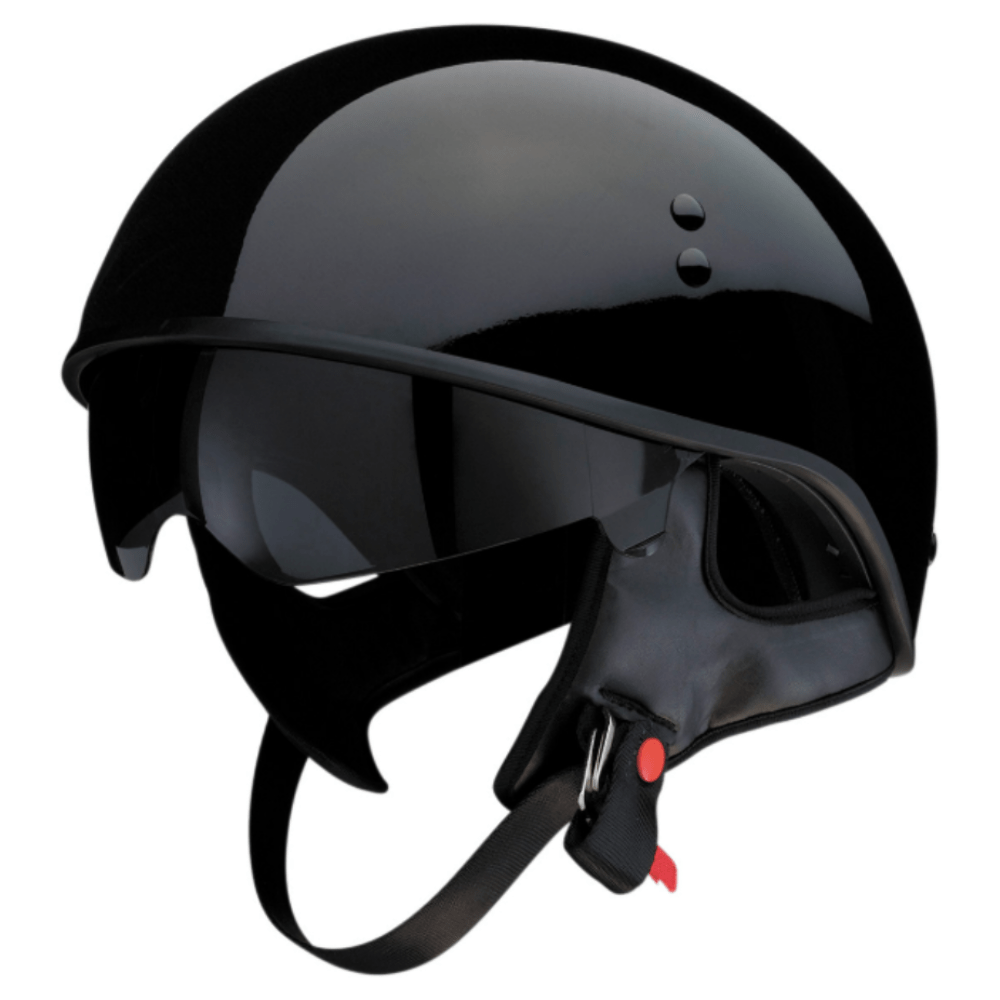 Z1R Z1R Vagrant Gloss Black Motorcycle Half Face Helmet w/ Dropdown Visor
