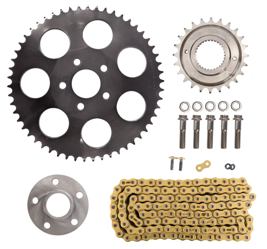Zipper's Performance Chains, Sprockets & Parts Zippers Custom Chain Conversion Kit Black Sprocket Gold O-Ring 06-17 Harley Dyna